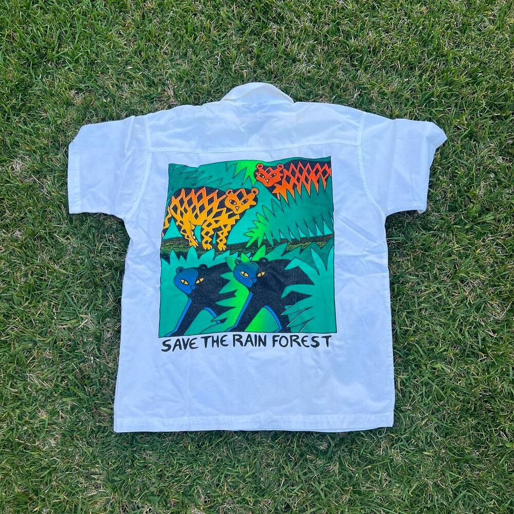 1990s Ixtapa Save the Rainforest button up polo mens size XL